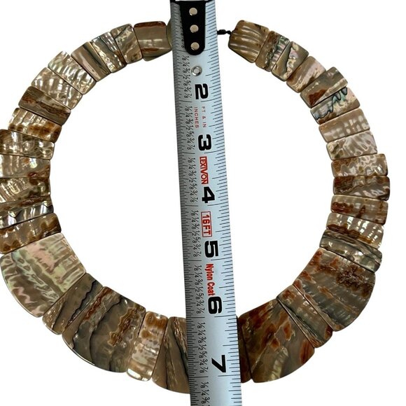 Handmade Mother of Pearl and Abalone Shell Collar Choker Necklace Iridescent - Picture 11 of 13